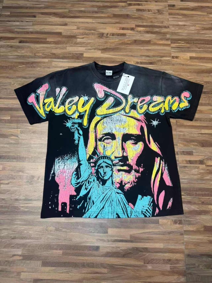 Jesus And Statue Of Liberty Print Washed Tee 29047381