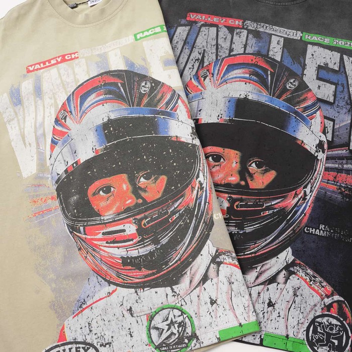 Red Racing Helmet Print Washed Tee 2 colors 29047371