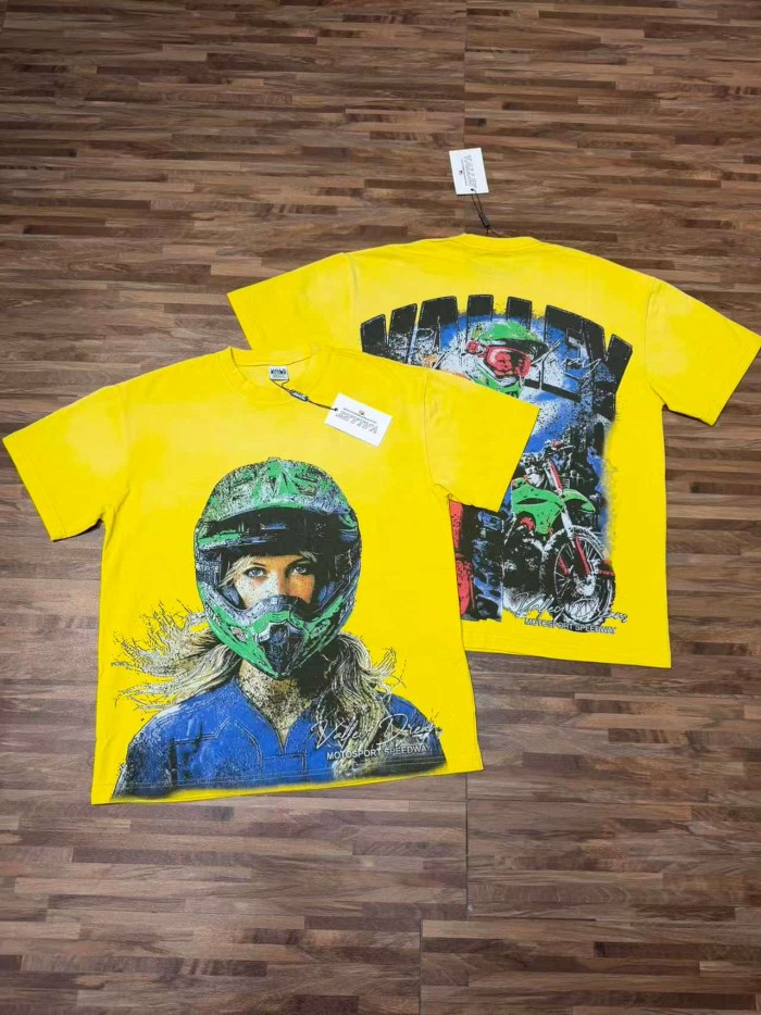 Female Motorcycle Rider Print Washed Tee 2 colors 29047375