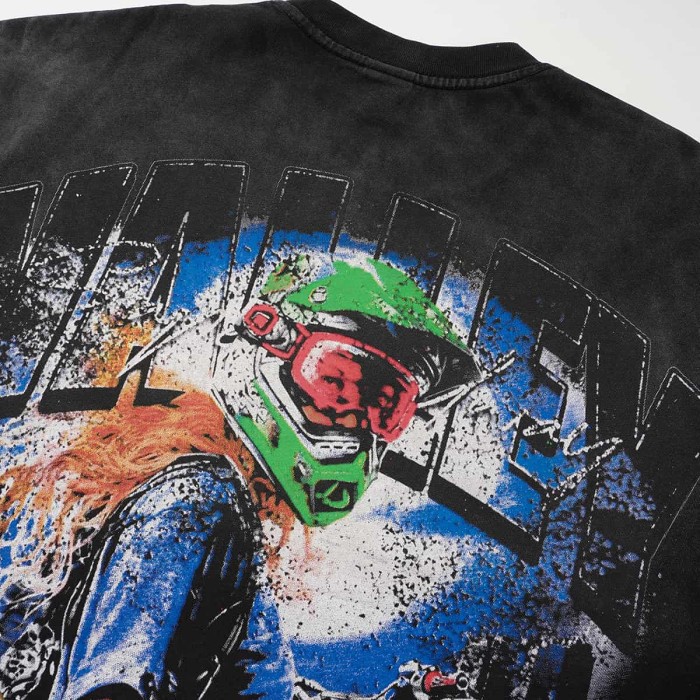 Female Motorcycle Rider Print Washed Tee 2 colors 29047375