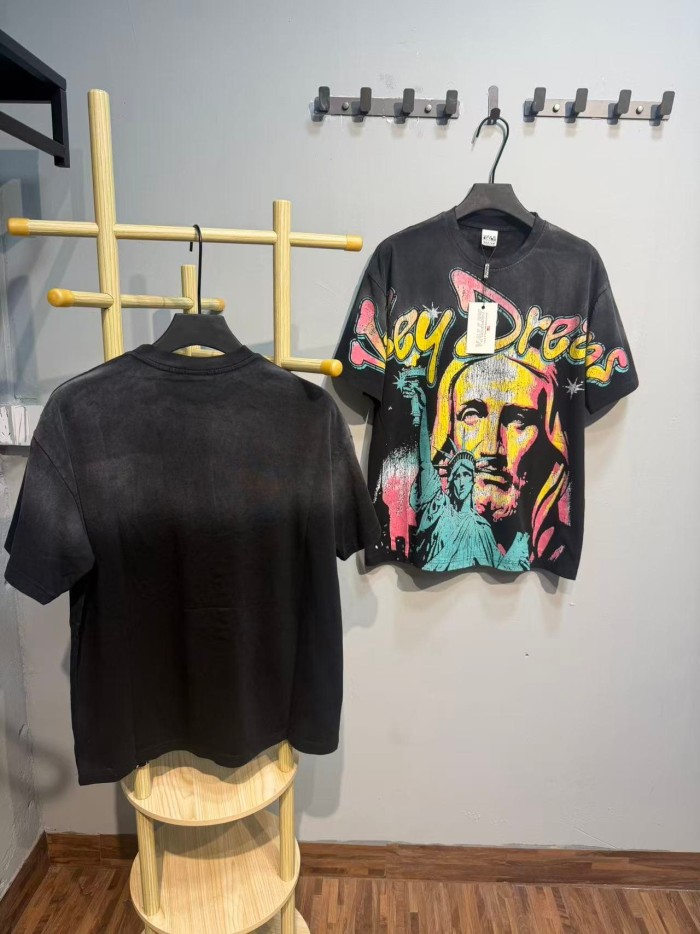 Jesus And Statue Of Liberty Print Washed Tee 29047381