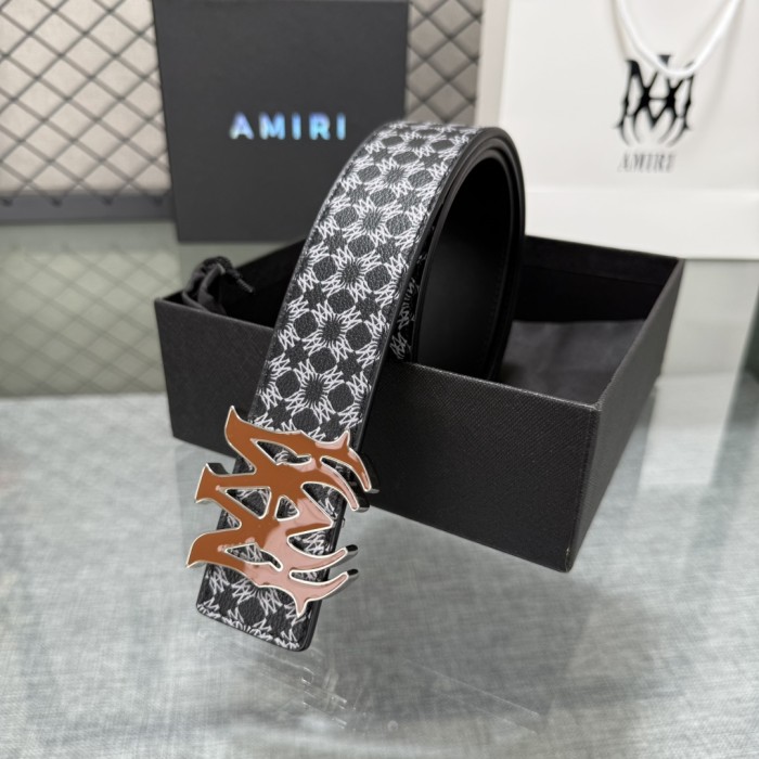 1:1 quality version Full-Print AM Logo Belt 5 colors 【Width 3.8 cm】28659912