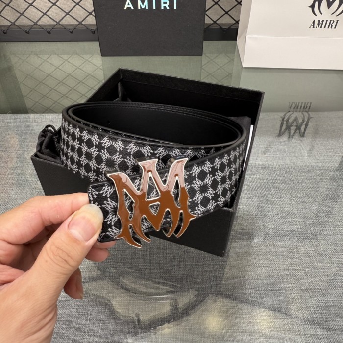 1:1 quality version Full-Print AM Logo Belt 5 colors 【Width 3.8 cm】28659912