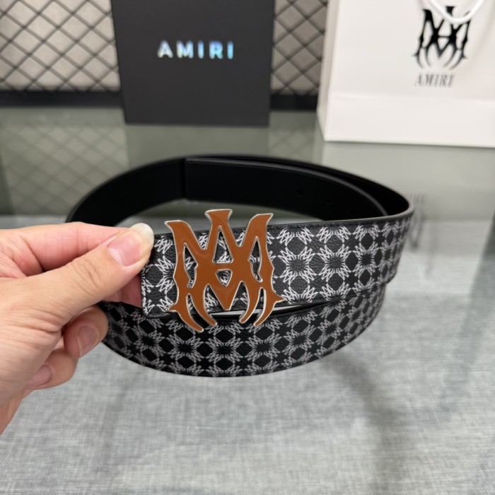 1:1 quality version Full-Print AM Logo Belt 5 colors 【Width 3.8 cm】28659912