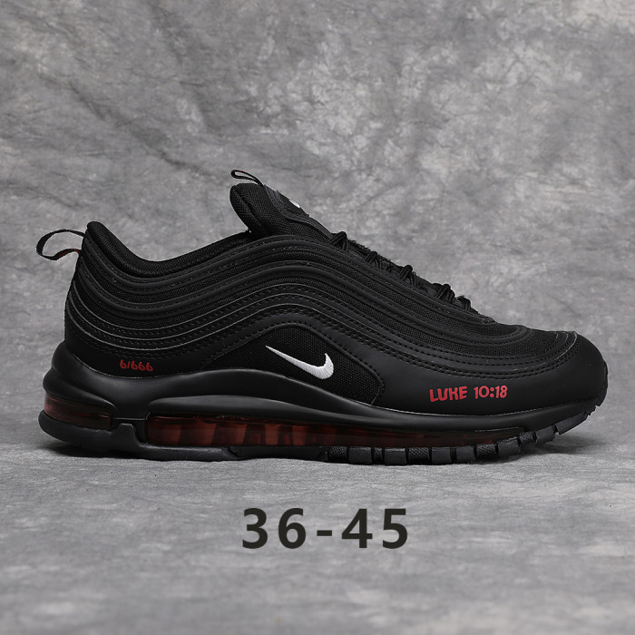 Air Max 97  Black Red  LUKE 10:18  Print Full-Length Air Cushion Sneakers 29063959