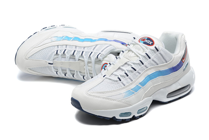 [plus-size shoes]Air Max 95 White Blue Gradient Wave Strip Streetwear Running Shoes 29066425