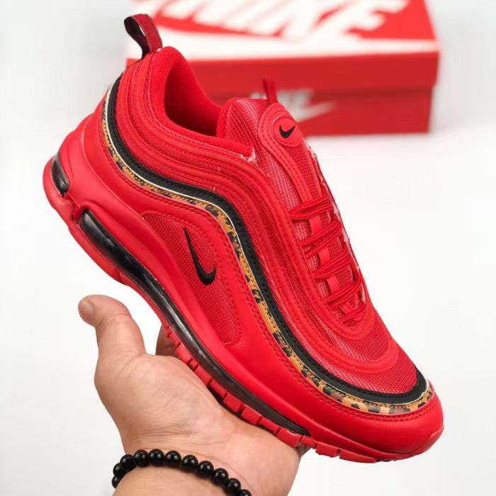 @ir Max 97 Red Leopard Print Strip Full-Length Air Cushion Running Shoes 29062799