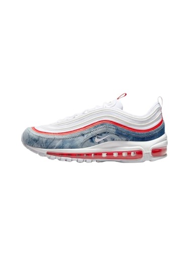 Air Max 97 White Denim Red Accent Full-Length Air Cushion Sneakers 29064397