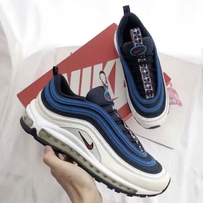 @ir Max 97 White Blue Gradient Wave Strip Full-Length Air Cushion Sneakers 29064404