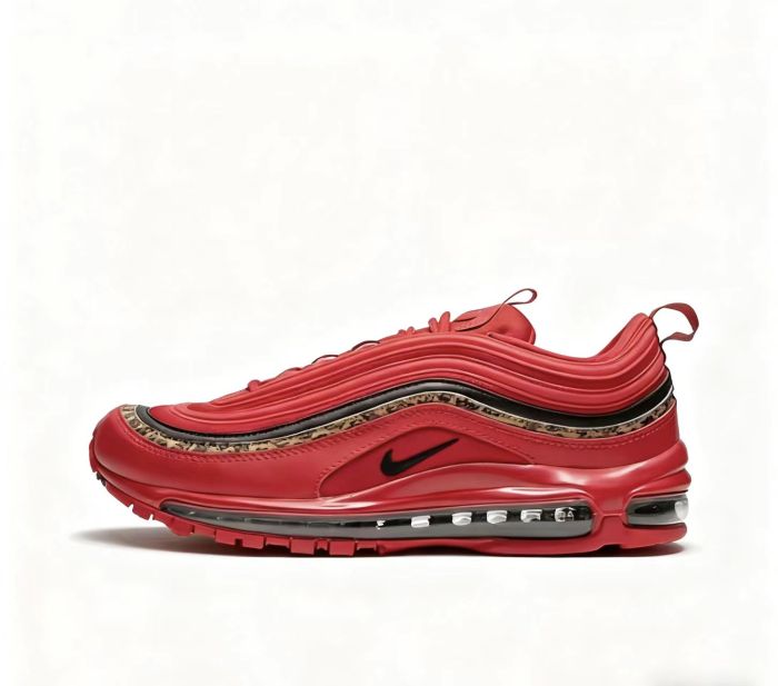 @ir Max 97 Red Leopard Print Strip Full-Length Air Cushion Running Shoes 29062799