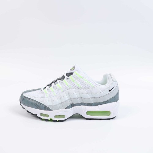 [plus-size shoes]Air Max 95  White Grey Volt Breathable Mesh Running Shoes 29064534