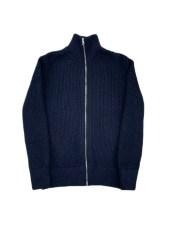 1:1 quality version Minimalist High-Neck Ribbed Zip-Up Knit Cardigan 29077600