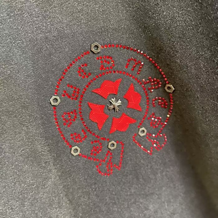 1:1 quality version Red Sanskrit Horseshoe Cross Logo Printed  Vintage Tee 4 colors 29082421