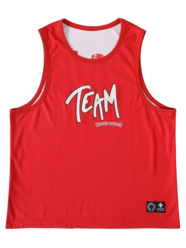 1:1 quality version TEAM Letter Print Reversible Red Mesh Sleeveless Tank Top Vest 29082295