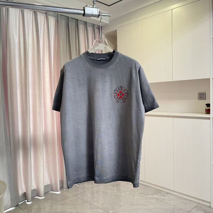 1:1 quality version Red Sanskrit Horseshoe Cross Logo Printed  Vintage Tee 4 colors 29082421