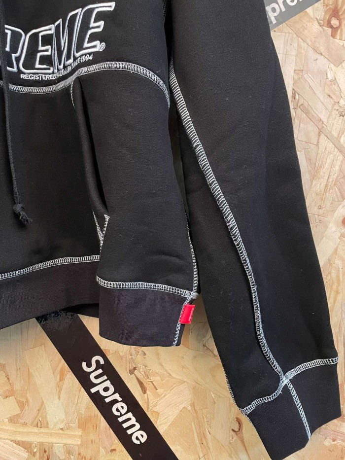 1:1 quality version American Street Style Contrast Stitching Flocked Logo Fleece Lined Hooded 29082095
