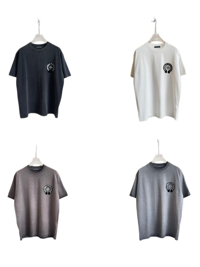 1:1 quality version Black and White Sanskrit Horseshoe Cross Logo Printed  Vintage Tee 4 colors 29082404