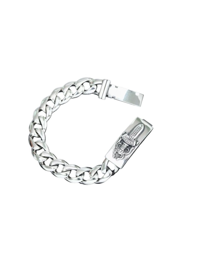 1:1 quality version Cross Dagger Embossed Sterling Silver Cuban Bracelet 29082259
