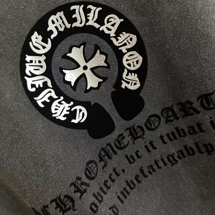 1:1 quality version Black and White Sanskrit Horseshoe Cross Logo Printed  Vintage Tee 4 colors 29082404