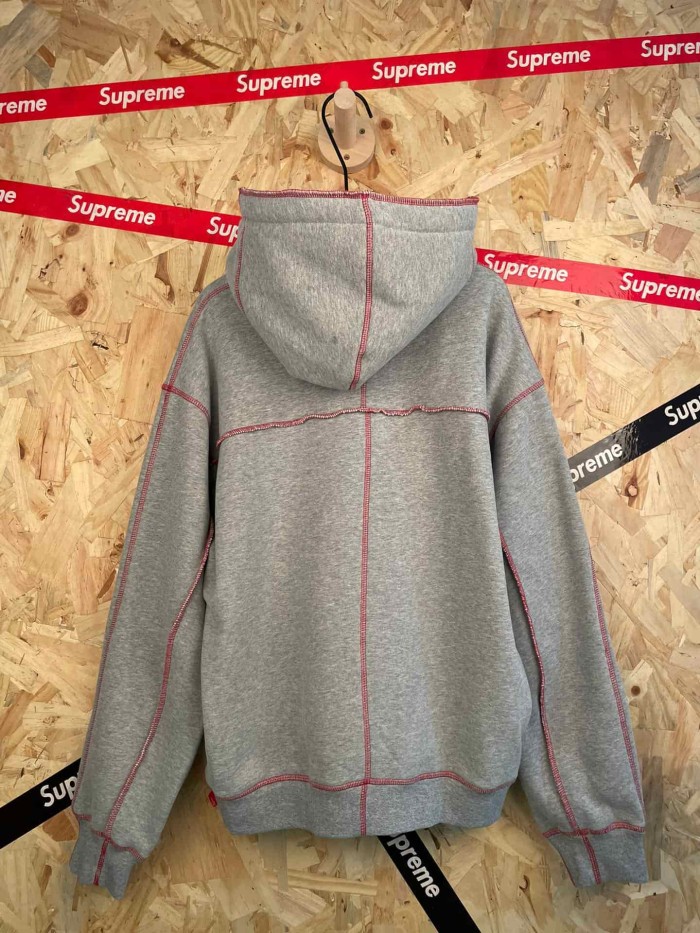 1:1 quality version Heather Grey Contrast Stitching Embroidered Fleece Lined Hooded 29082102