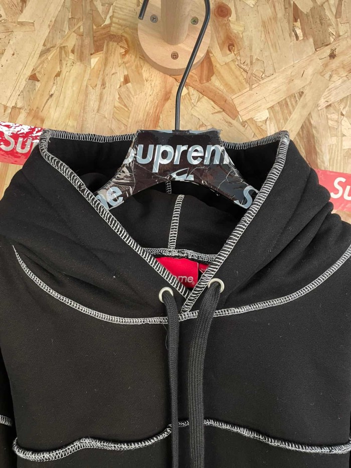 1:1 quality version American Street Style Contrast Stitching Flocked Logo Fleece Lined Hooded 29082095
