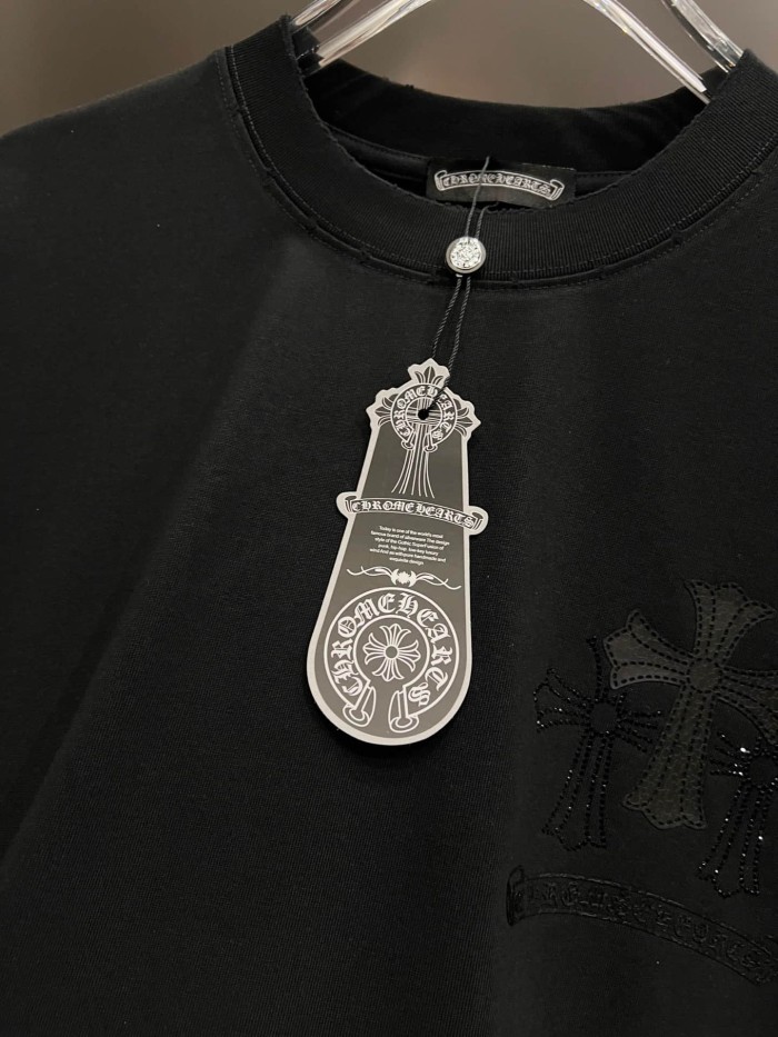 1:1 quality version Dripping Cross Rhinestone Printed Printed  Vintage Tee 2 colors 29082498