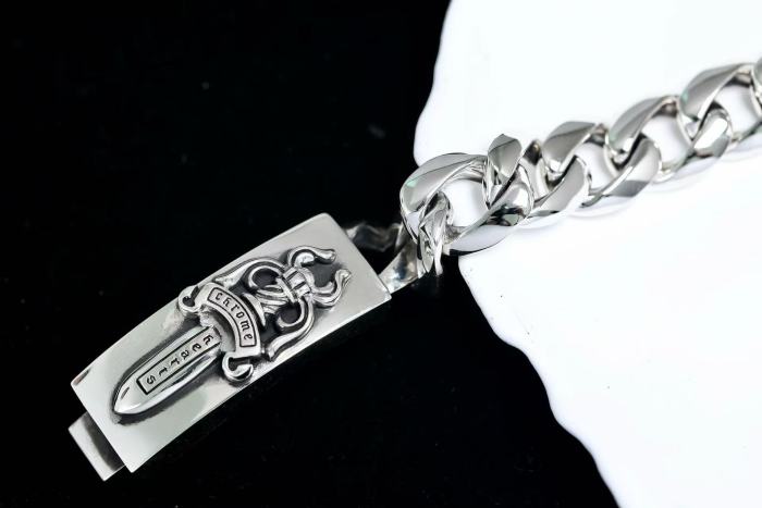 1:1 quality version Cross Dagger Embossed Sterling Silver Cuban Bracelet 29082259