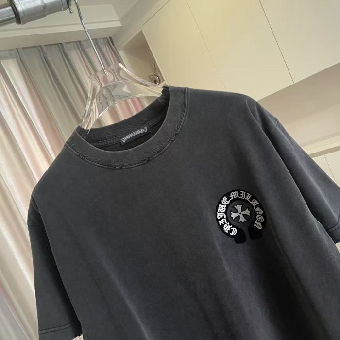 1:1 quality version Black and White Sanskrit Horseshoe Cross Logo Printed  Vintage Tee 4 colors 29082404