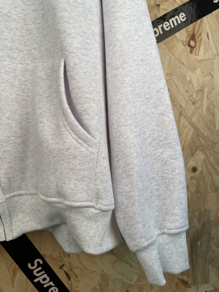 Chest Flocked Logo Zip Up Unisex Hoodie 29082092