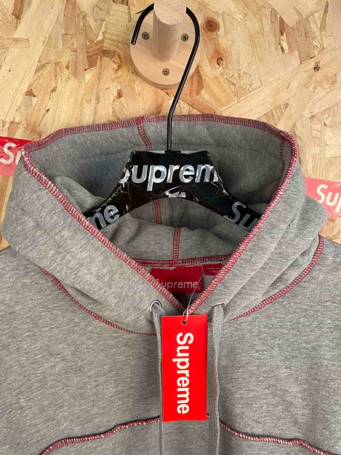 1:1 quality version Heather Grey Contrast Stitching Embroidered Fleece Lined Hooded 29082102