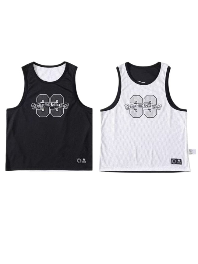 1:1 quality version 33 Logo Print Reversible Black White Mesh Sleeveless Tank Top Vest 29082290