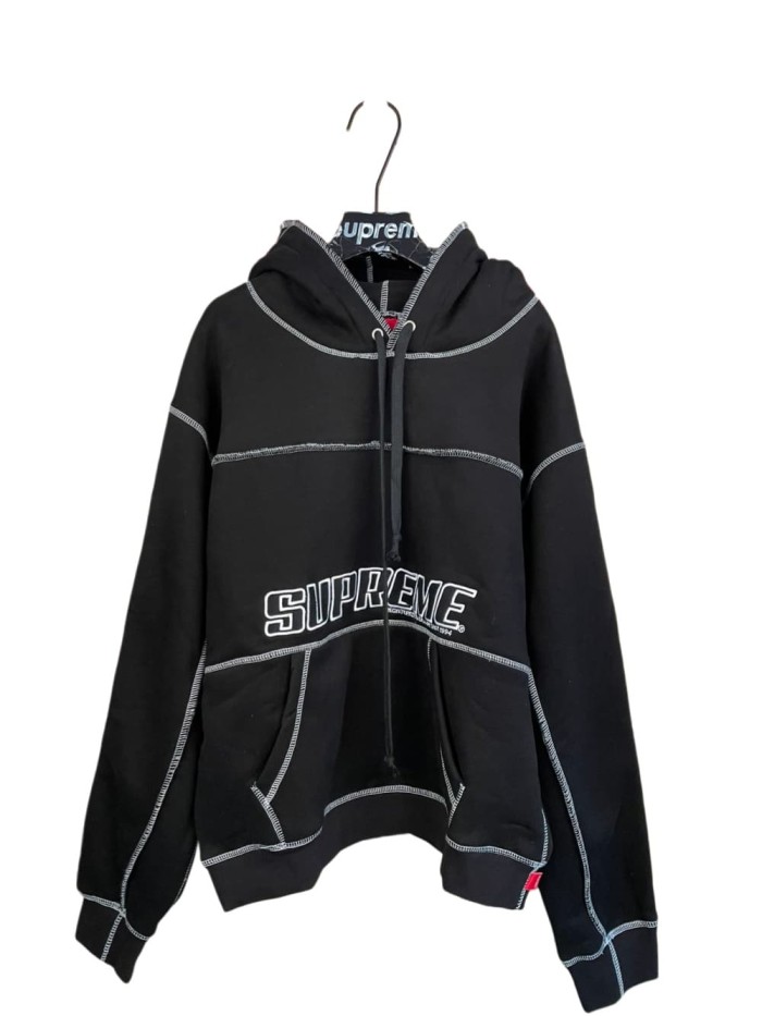 1:1 quality version American Street Style Contrast Stitching Flocked Logo Fleece Lined Hooded 29082095
