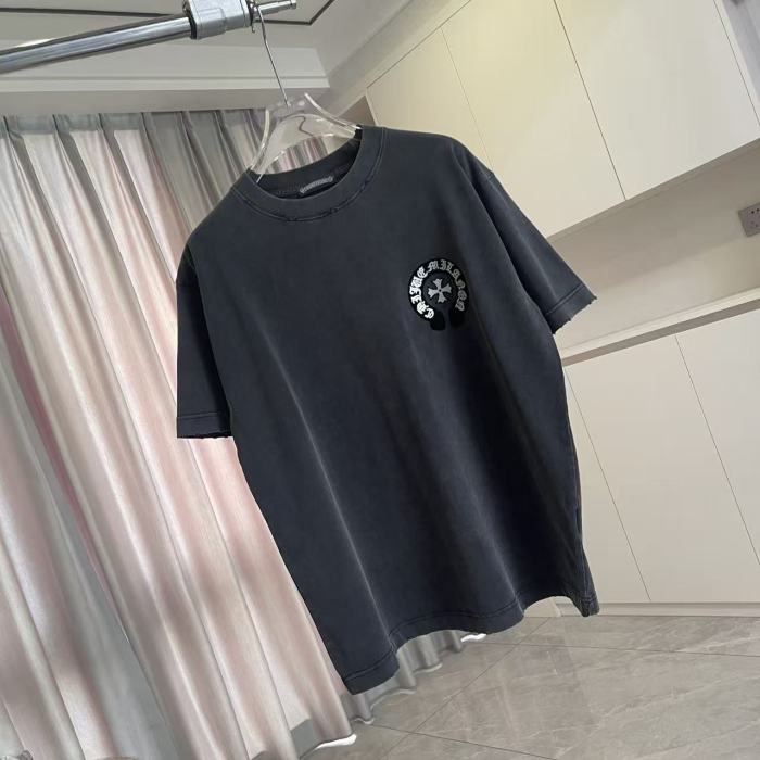 1:1 quality version Black and White Sanskrit Horseshoe Cross Logo Printed  Vintage Tee 4 colors 29082404