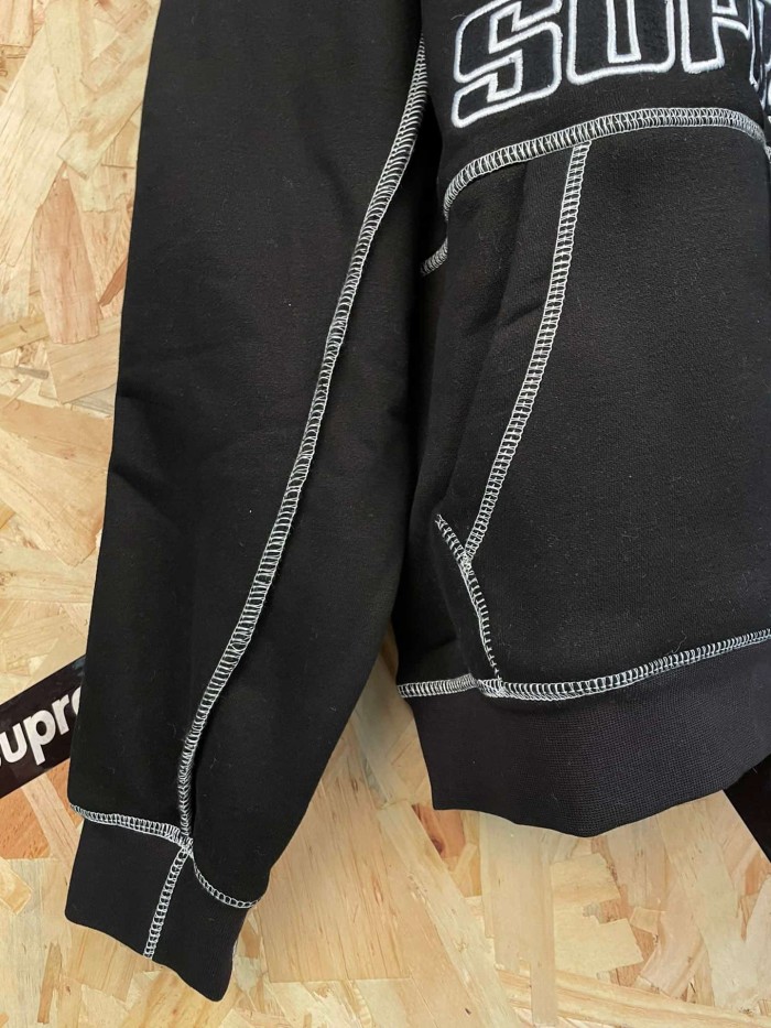 1:1 quality version American Street Style Contrast Stitching Flocked Logo Fleece Lined Hooded 29082095