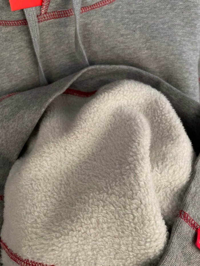 1:1 quality version Heather Grey Contrast Stitching Embroidered Fleece Lined Hooded 29082102