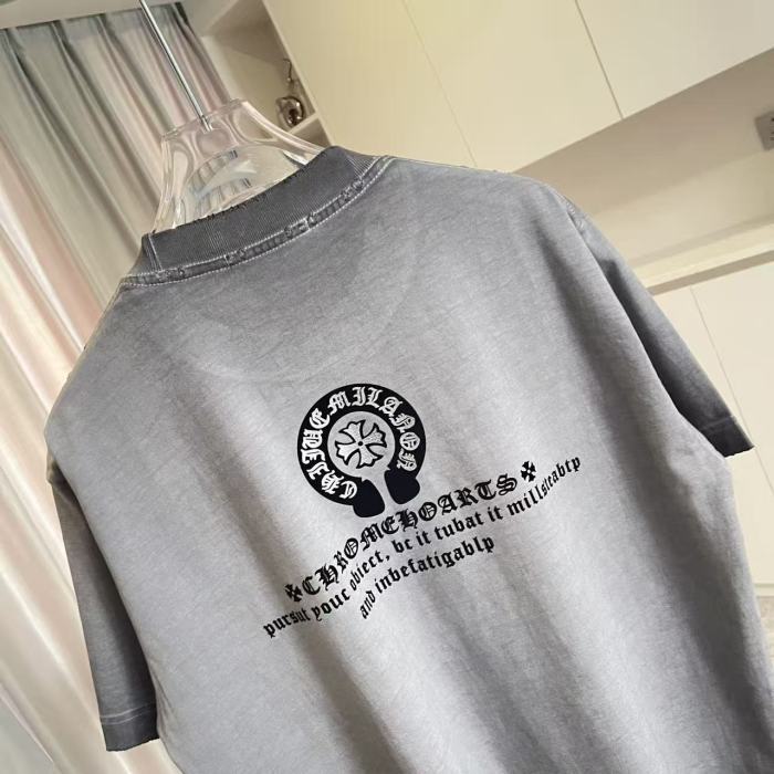 1:1 quality version Black and White Sanskrit Horseshoe Cross Logo Printed  Vintage Tee 4 colors 29082404