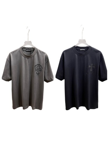 1:1 quality version Dripping Cross Rhinestone Printed Printed  Vintage Tee 2 colors 29082498