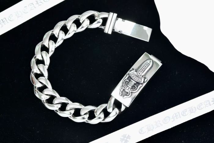 1:1 quality version Cross Dagger Embossed Sterling Silver Cuban Bracelet 29082259