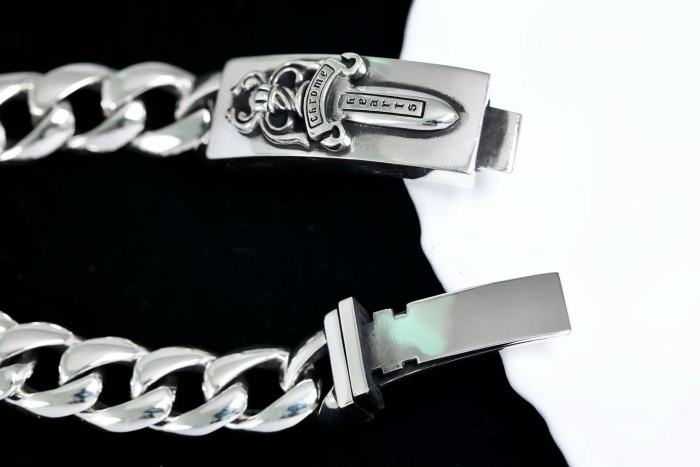 1:1 quality version Cross Dagger Embossed Sterling Silver Cuban Bracelet 29082259