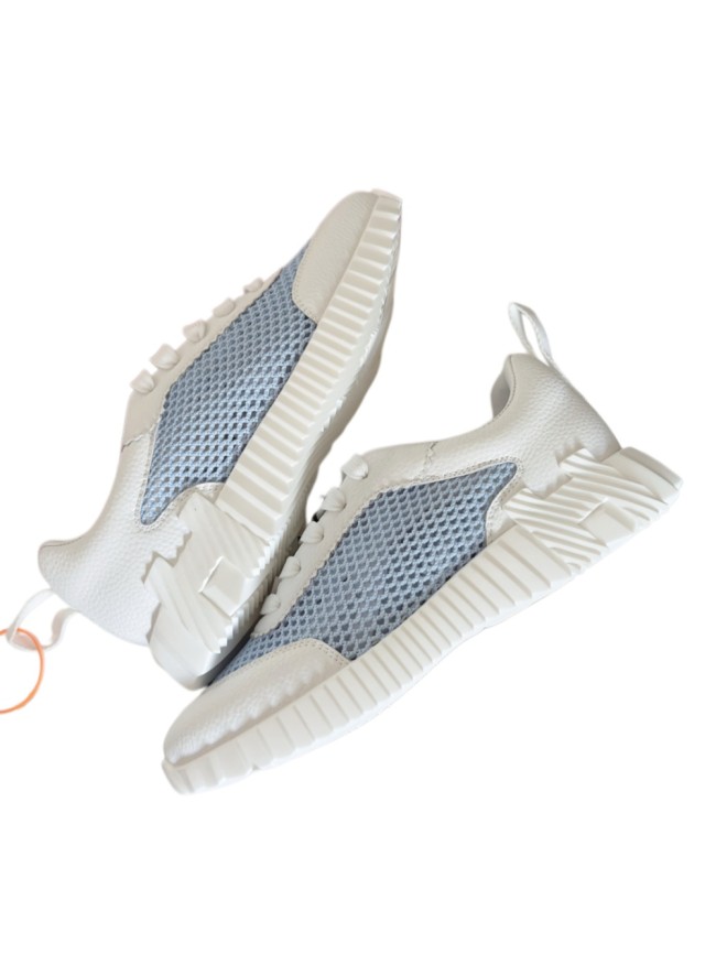 [plus-size shoes]Bouncing Light Blue Couple Style Mesh Genuine Leather Breathable Shoes 29085142
