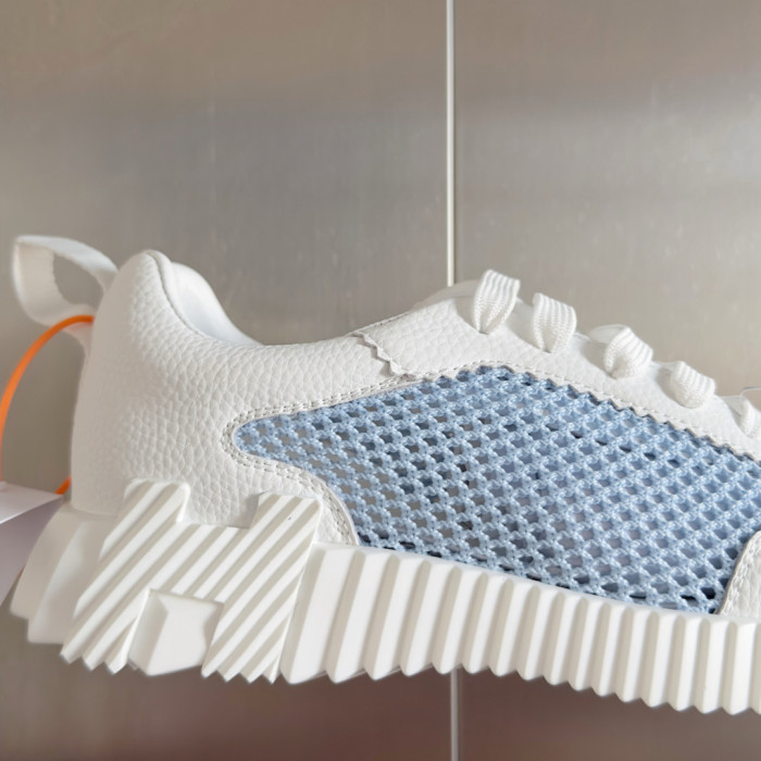 [plus-size shoes]Bouncing Light Blue Couple Style Mesh Genuine Leather Breathable Shoes 29085142