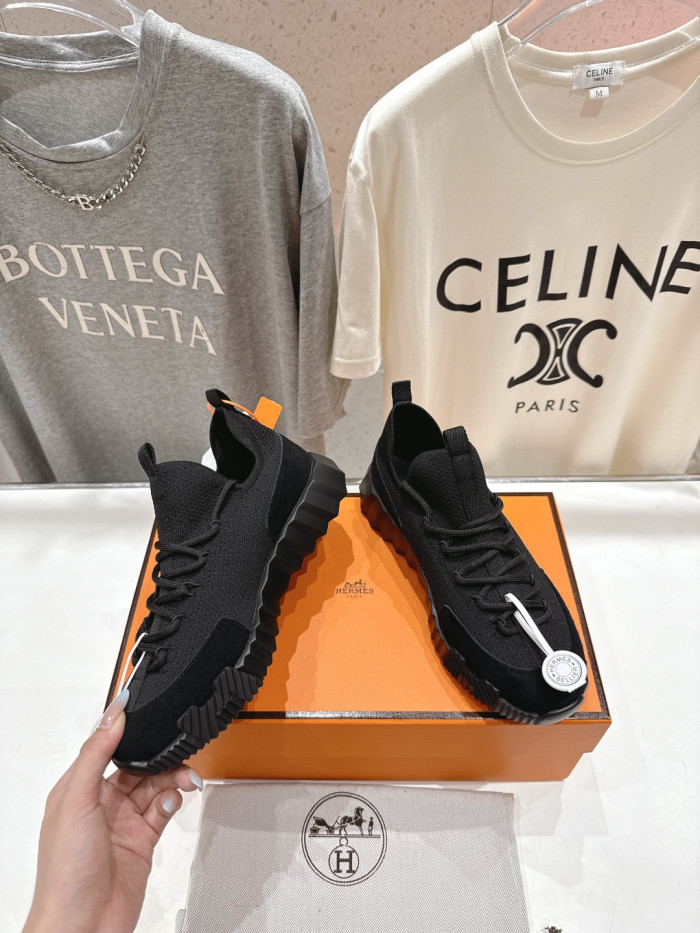[plus-size shoes]Bouncing Black & White Genuine Nubuck Leather Couple Style Breathable Sneakers 2 colors 29085307