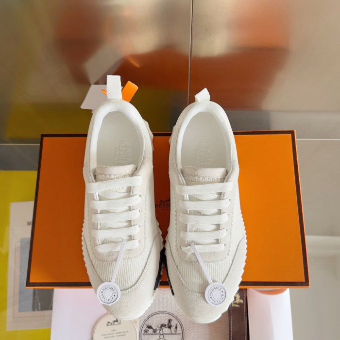 [plus-size shoes]Bouncing Couple Style Mesh & Genuine Leather Breathable Sneakers 4 colors 29085183