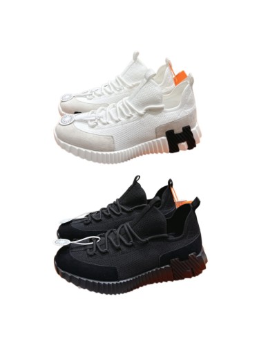 [plus-size shoes]Bouncing Black & White Genuine Nubuck Leather Couple Style Breathable Sneakers 2 colors 29085307