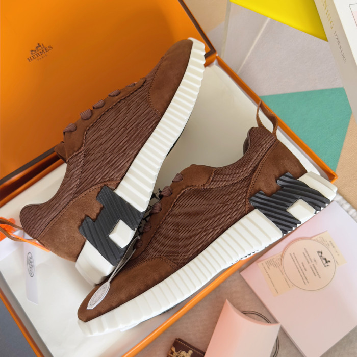 [plus-size shoes]Bouncing Couple Style Mesh & Genuine Leather Breathable Sneakers 4 colors 29085183
