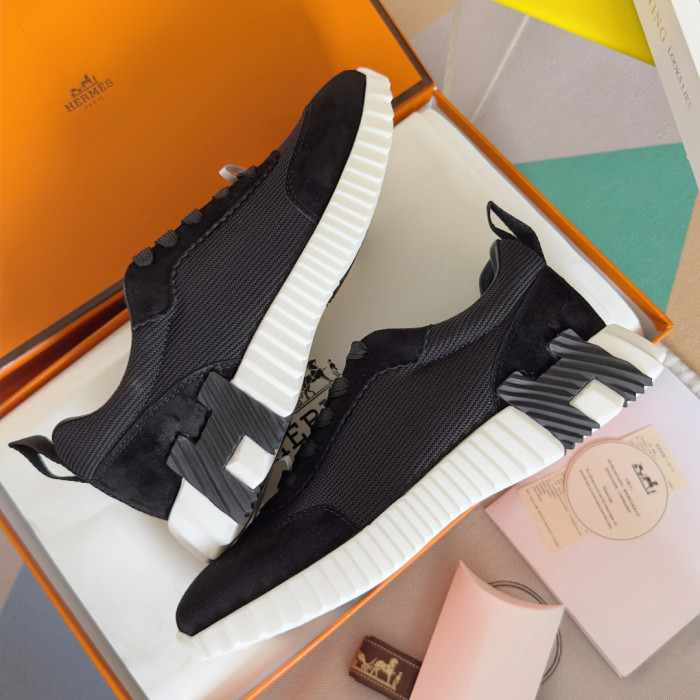 [plus-size shoes]Bouncing Couple Style Mesh & Genuine Leather Breathable Sneakers 4 colors 29085183