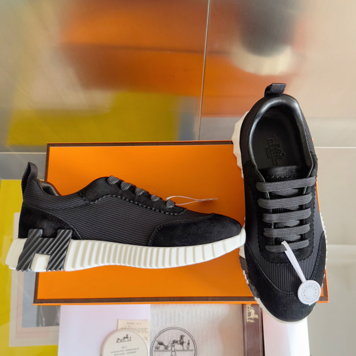 [plus-size shoes]Bouncing Couple Style Mesh & Genuine Leather Breathable Sneakers 4 colors 29085183