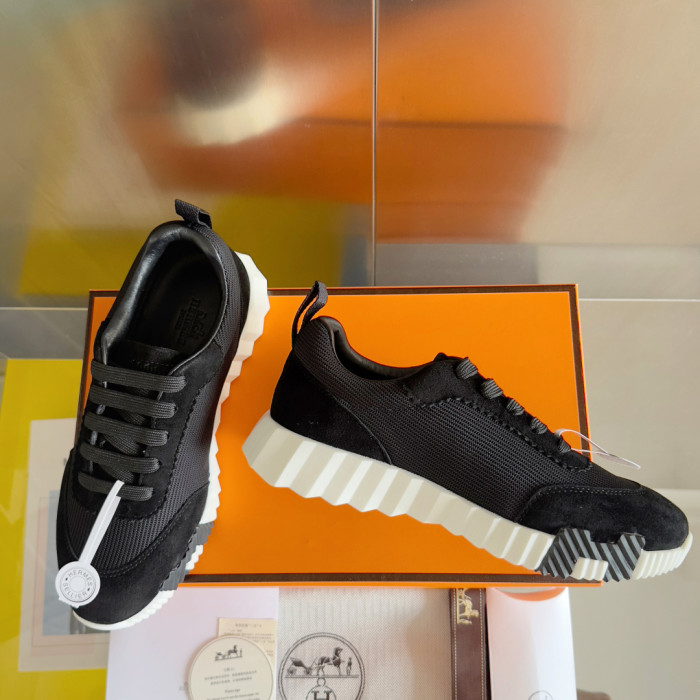 [plus-size shoes]Bouncing Couple Style Mesh & Genuine Leather Breathable Sneakers 4 colors 29085183