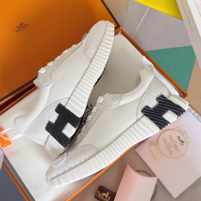 [plus-size shoes]Bouncing Couple Style Mesh & Genuine Leather Breathable Sneakers 4 colors 29085183