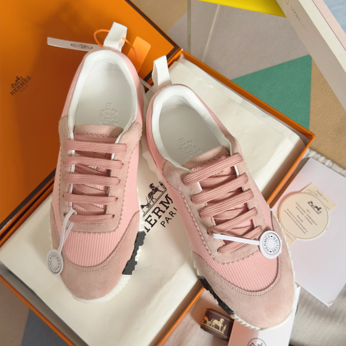 [plus-size shoes]Bouncing Couple Style Mesh & Genuine Leather Breathable Sneakers 4 colors 29085183